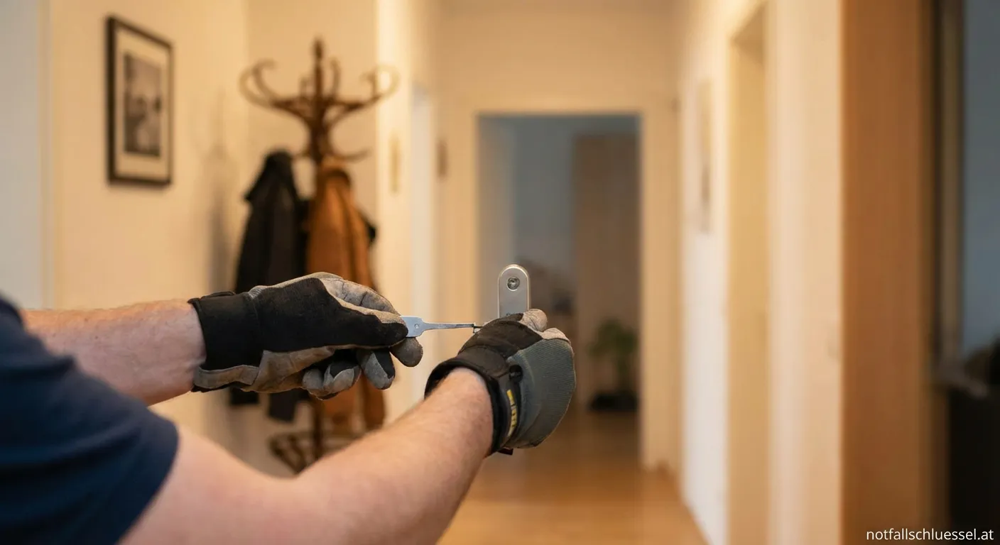 Techniker führt professionelle Türöffnung durch