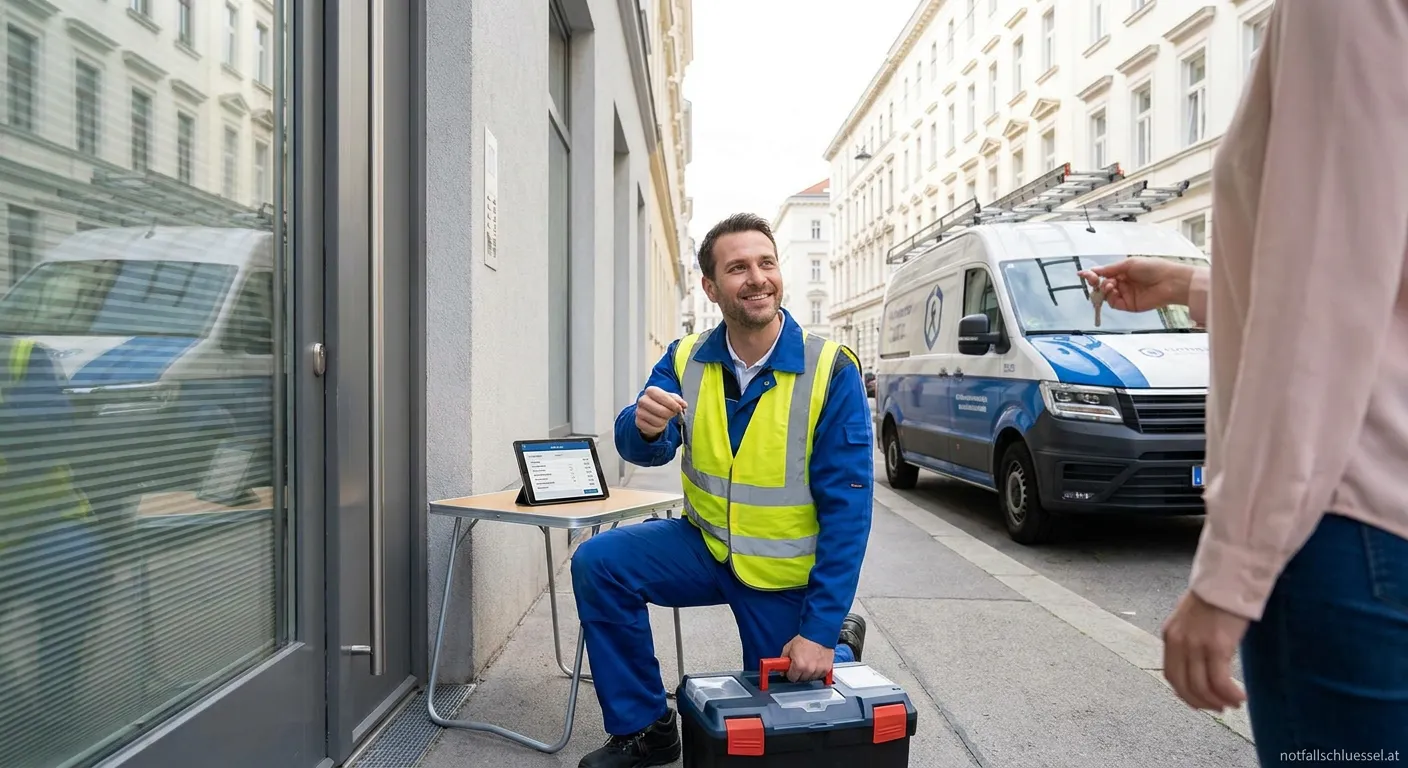 City Schlüsseldienst Fachmann öffnet Wohnungstür