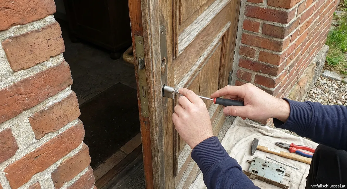 Schlüsseldienst Monteur beim Schloss austauschen in Klinker