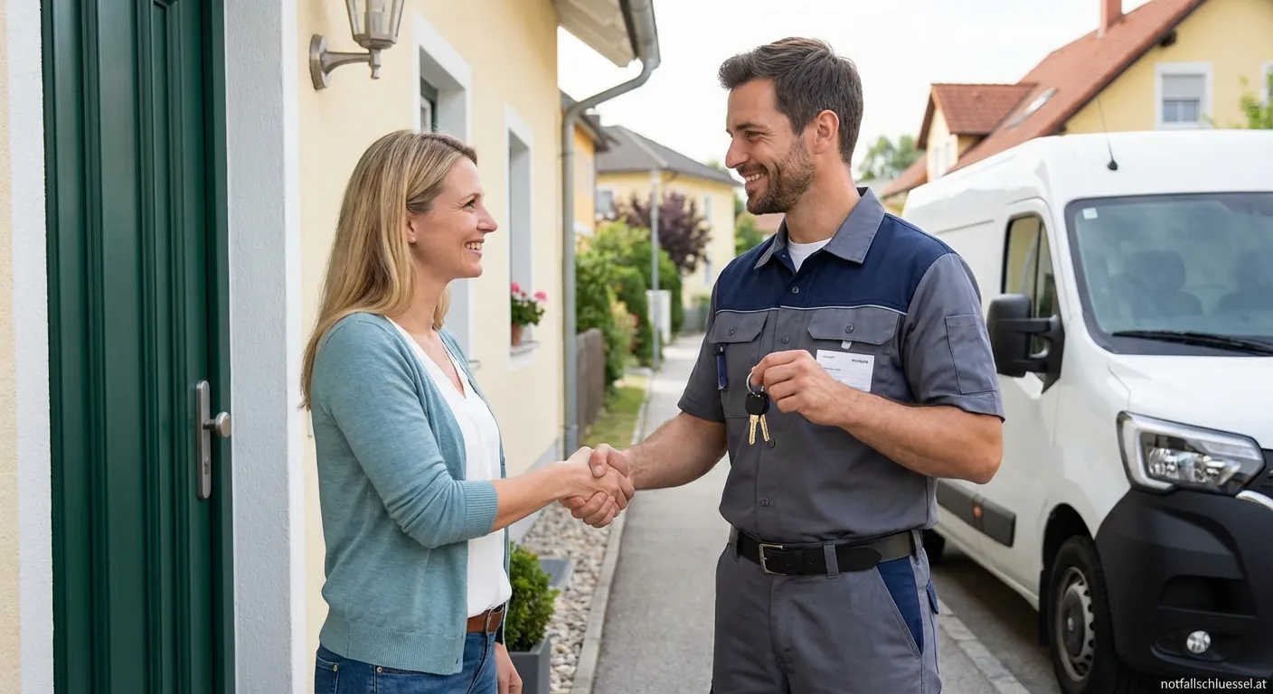 Handwerker vom Schlüssel Notdienst bei der Arbeit an einem Türschloss