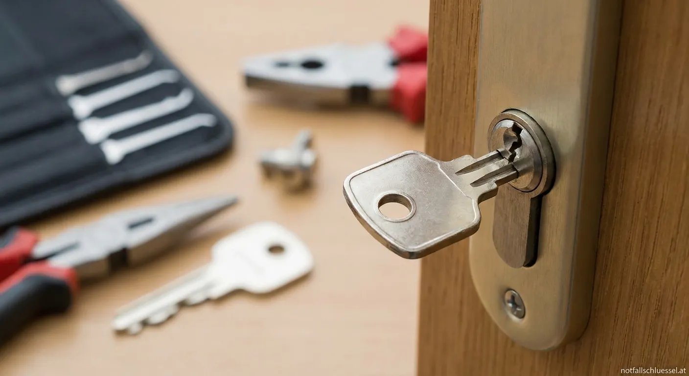 Schlüsseldienst Handwerker bei der Arbeit an einer Haustür