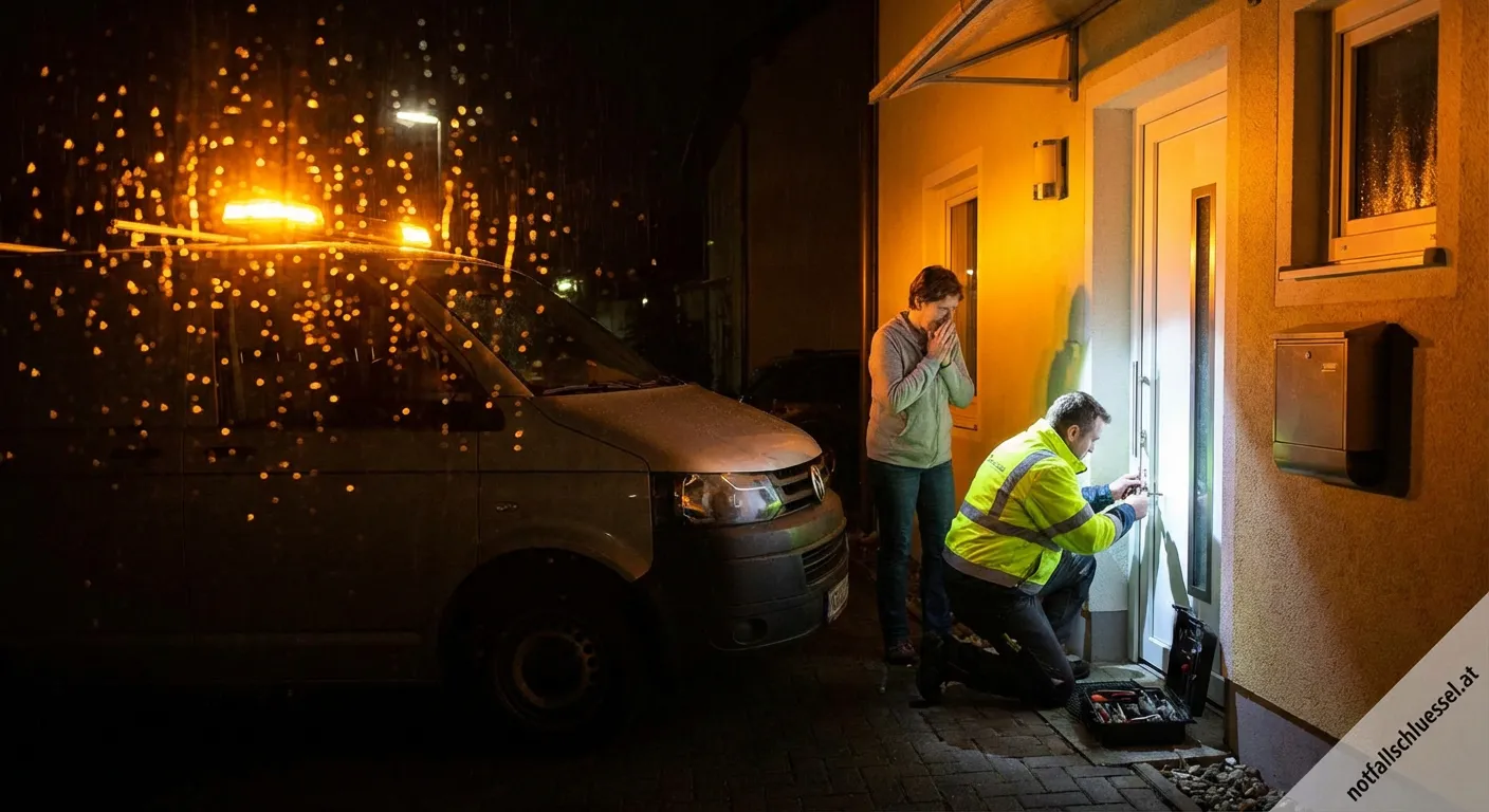 Schlüsseldienst Mitarbeiter öffnet professionell eine Tür