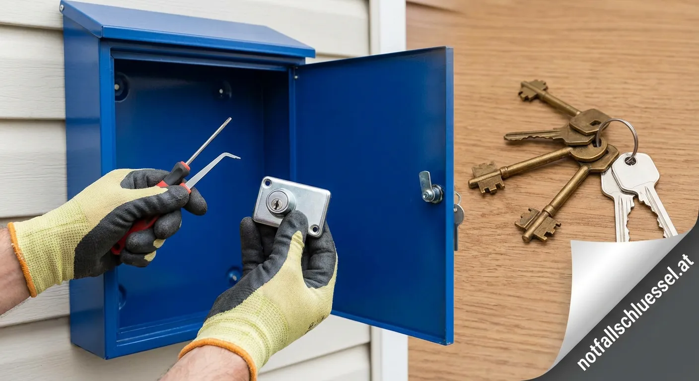 Schlüsseldienst öffnet Briefkasten mit professionellem Werkzeug