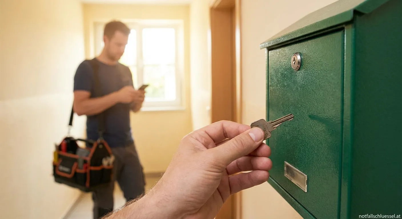Handwerker tauscht professionell ein Briefkastenschloss aus