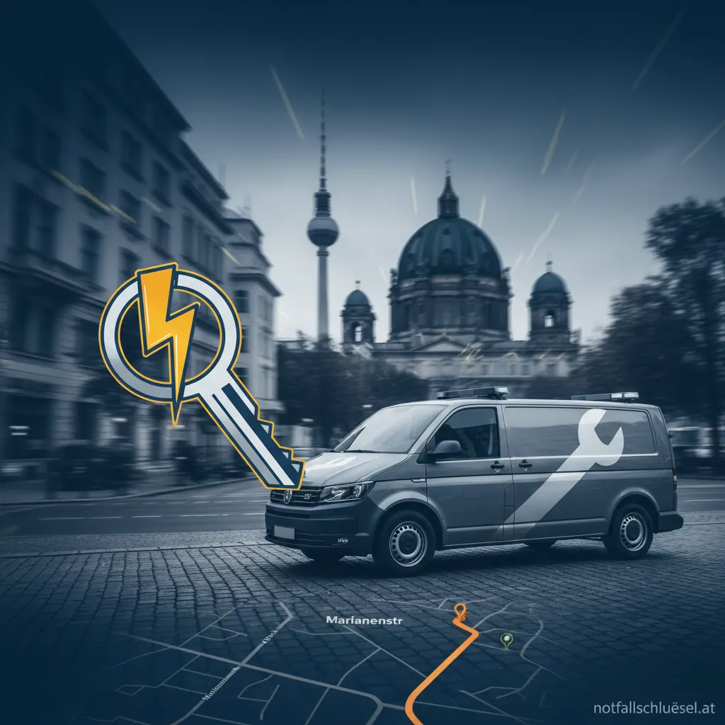 Schlüsseldienst-Monteur öffnet eine Tür in der Mariannenstraße