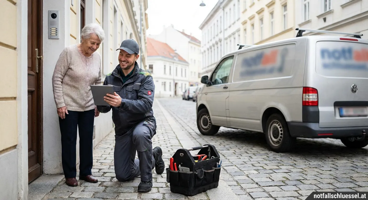 Schlüsseldienst öffnet Haustür mit Spezialwerkzeug