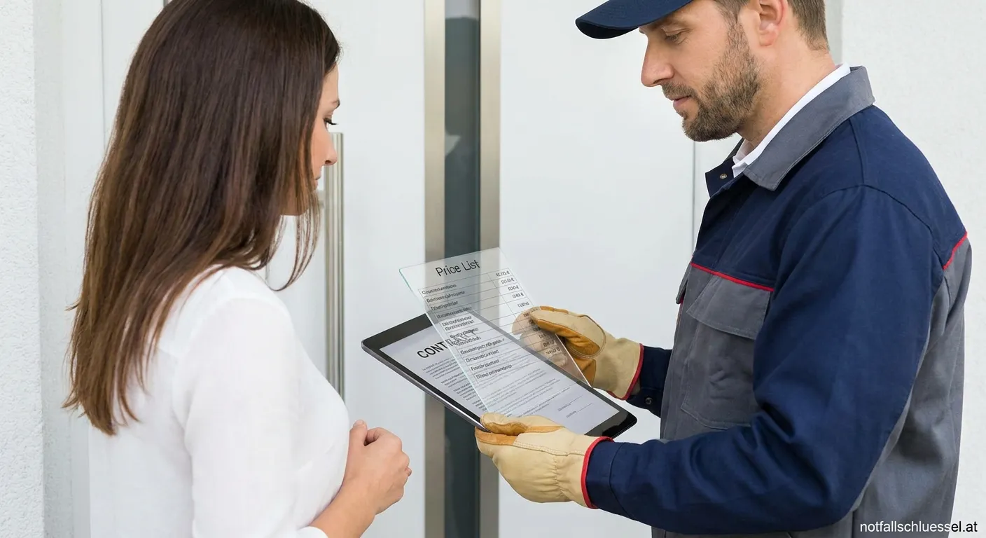 Fachmann öffnet eine Haustür mit professionellem Werkzeug