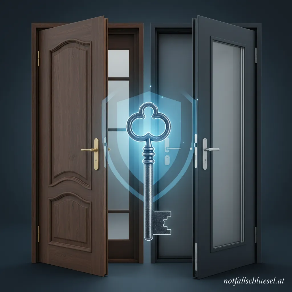 Profi-Schlosser öffnet eine zugefallene Wohnungstür