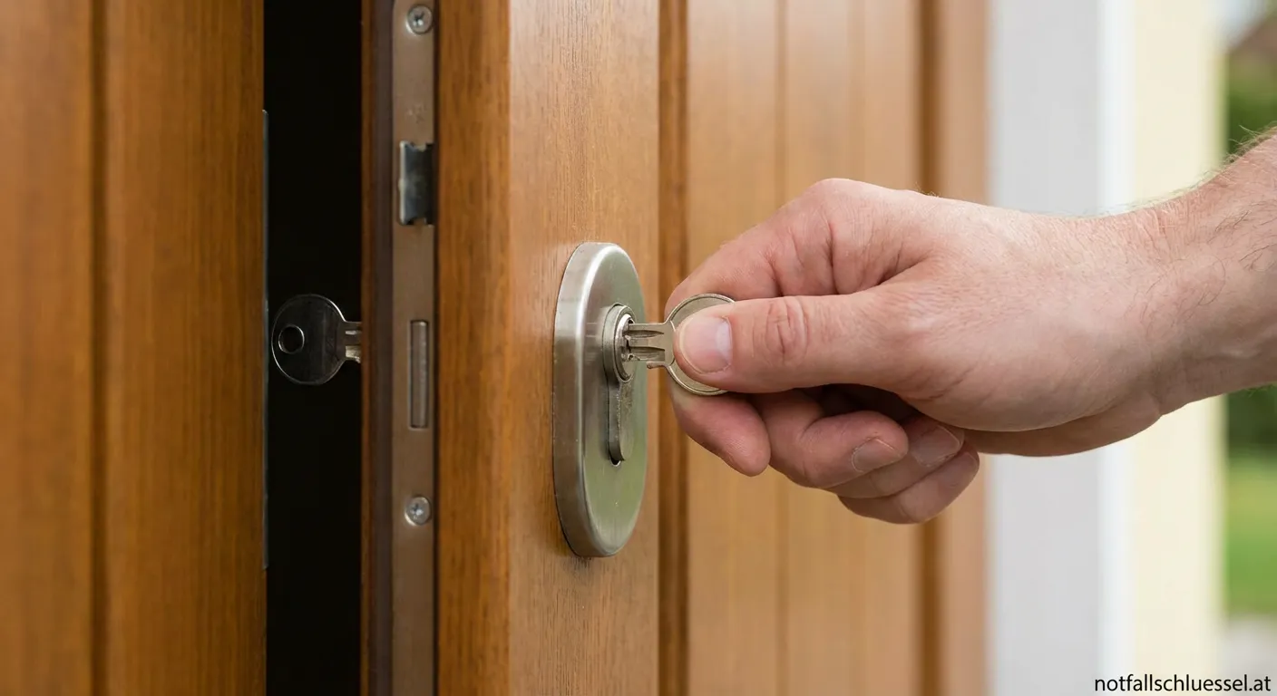 Türschloss mit steckendem Schlüssel von innen